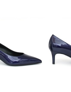 Noa Decollette Punta Tacco Medio Vernice Perlata Blu