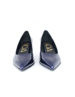 Noa Decollette Punta Tacco Medio Vernice Perlata Blu