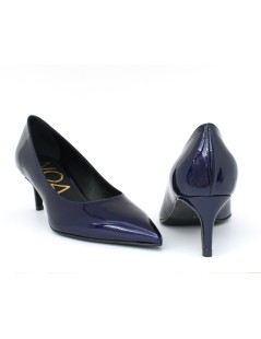 Noa Decollette Punta Tacco Medio Vernice Perlata Blu