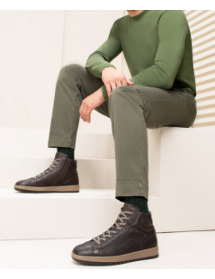 Nero Giardini Sneakers Alta Lacci e Zip Laterale Testa di Moro