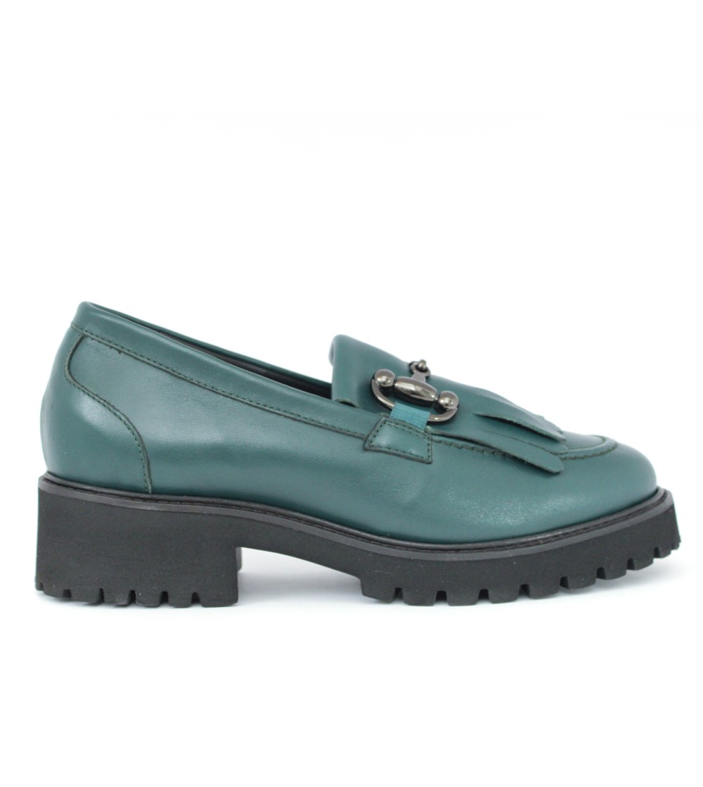 Carim Mocassino Frangia Plantare Estraibile Nappa Verde