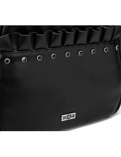 Cult Zaino Strass Rouches con Tasca Frontale e Zip Nero