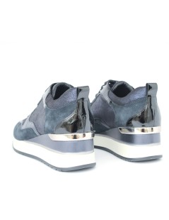 Cinzia Soft Sneakers Zeppa Alta Inserto Blu Marine