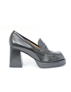 MOT-Clè Mocassino Tacco Alto Plateau Perlato Nero