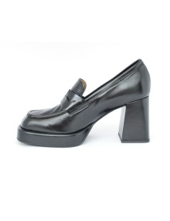MOT-Clè Mocassino Tacco Alto Plateau Perlato Nero