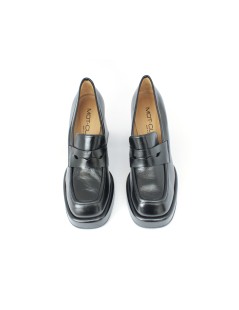 MOT-Clè Mocassino Tacco Alto Plateau Perlato Nero