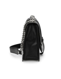 Cult Mini Bag Rettangolare Patta Bottoni Logo Strass Tracolla Catena e Similpelle Nero
