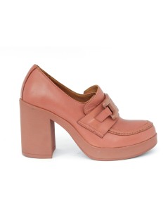 Bueno Mocassino Tacco Alto Plateau Nappa Argilla