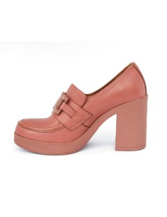 Bueno Mocassino Tacco Alto Plateau Nappa Argilla