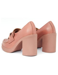 Bueno Mocassino Tacco Alto Plateau Nappa Argilla