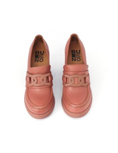 Bueno Mocassino Tacco Alto Plateau Nappa Argilla