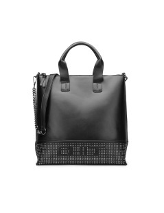 Cult Shopper Manici Tracolla Catena e Similpelle Tasca Retro Fondo Borchie Logo Nero