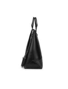 Cult Shopper Manici Tracolla Catena e Similpelle Tasca Retro Fondo Borchie Logo Nero