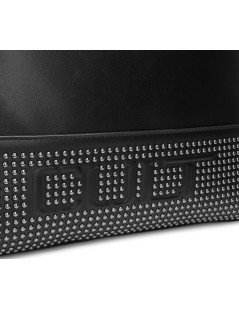 Cult Shopper Manici Tracolla Catena e Similpelle Tasca Retro Fondo Borchie Logo Nero