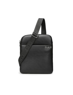 Cult Tracolla Uomo Piccola Tasca con Bottone Avanti Retro Aperta Sopra Zip  Nero