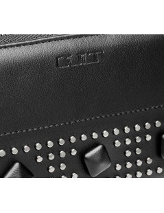 Cult Portafogli Borchie Chiusura Zip Nero