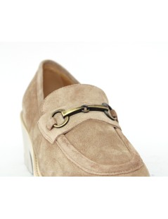 Luca Grossi Mocassino Tacco Medio Morsetto Camoscio Taupe