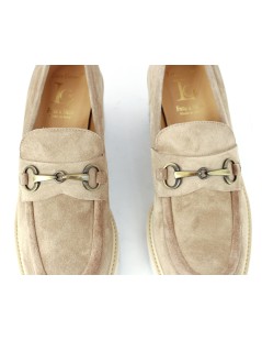 Luca Grossi Mocassino Tacco Medio Morsetto Camoscio Taupe