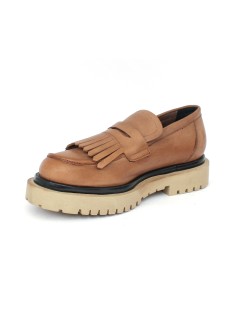 Studio Firenze Mocassino Carro Frangia Nappa Terra