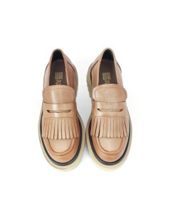 Studio Firenze Mocassino Carro Frangia Nappa Terra