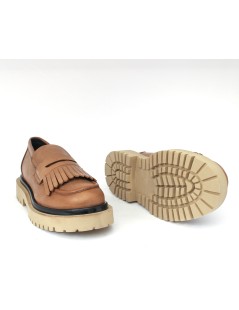 Studio Firenze Mocassino Carro Frangia Nappa Terra
