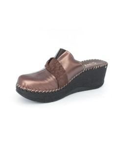 Cinzia Soft Ciabatta Zeppa Alta Tutto Pelle Fiocco Bronzo