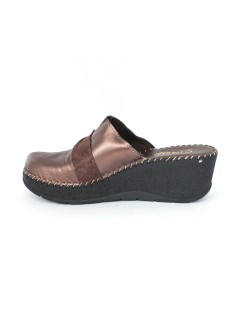 Cinzia Soft Ciabatta Zeppa Alta Tutto Pelle Fiocco Bronzo