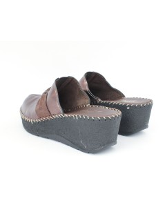 Cinzia Soft Ciabatta Zeppa Alta Tutto Pelle Fiocco Bronzo