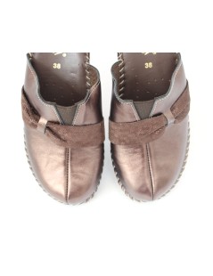 Cinzia Soft Ciabatta Zeppa Alta Tutto Pelle Fiocco Bronzo