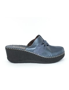 Cinzia Soft Ciabatta Zeppa Alta Tutto Pelle Fiocco Blu