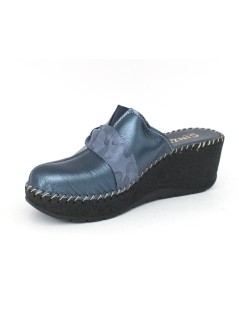 Cinzia Soft Ciabatta Zeppa Alta Tutto Pelle Fiocco Blu