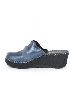 Cinzia Soft Ciabatta Zeppa Alta Tutto Pelle Fiocco Blu