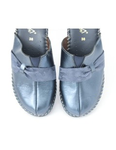 Cinzia Soft Ciabatta Zeppa Alta Tutto Pelle Fiocco Blu