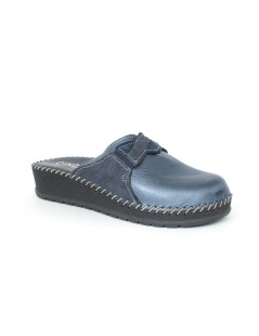 Cinzia Soft Ciabatta Zeppa Media Tutto Pelle Treccia Blu