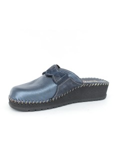 Cinzia Soft Ciabatta Zeppa Media Tutto Pelle Treccia Blu