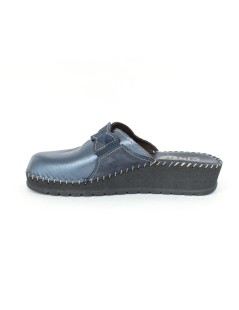 Cinzia Soft Ciabatta Zeppa Media Tutto Pelle Treccia Blu