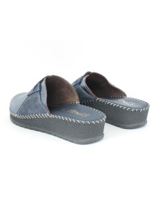 Cinzia Soft Ciabatta Zeppa Media Tutto Pelle Treccia Blu