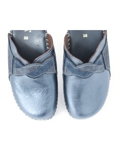 Cinzia Soft Ciabatta Zeppa Media Tutto Pelle Treccia Blu