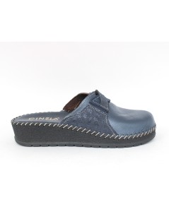 Cinzia Soft Ciabatta Zeppa Media Tutto Pelle Treccia Blu