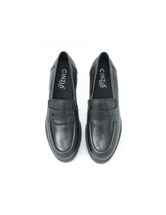 Cinzia Soft Mocassino College Tacco Medio Nappa Nero