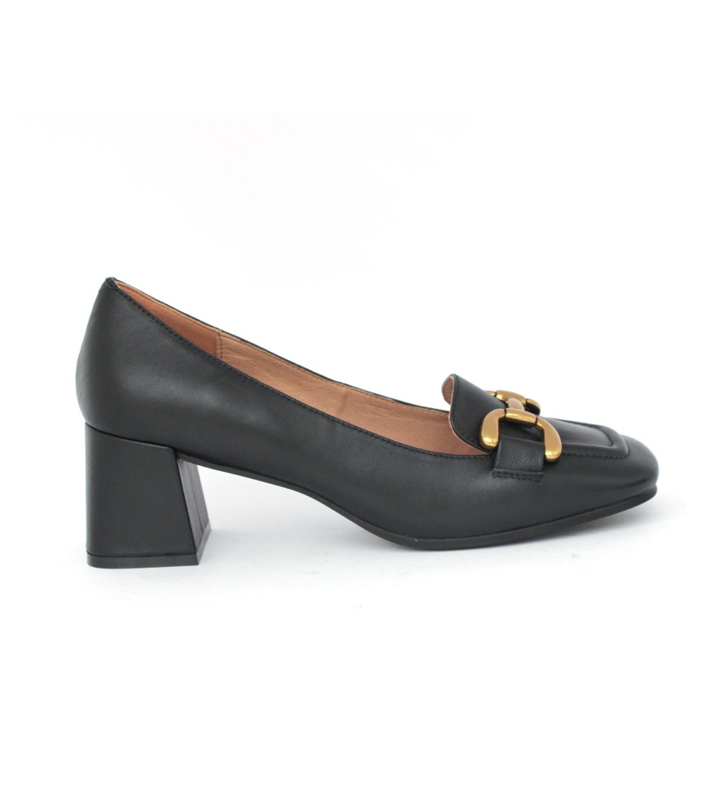 Bibi Lou Valencia Mocassino Punta Squadrata Tacco Medio Largo Morsetto Nero