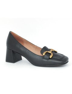 Bibi Lou Valencia Mocassino Punta Squadrata Tacco Medio Largo Morsetto Nero