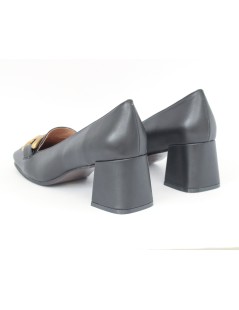 Bibi Lou Valencia Mocassino Punta Squadrata Tacco Medio Largo Morsetto Nero