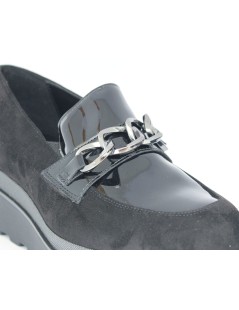 Cinzia Soft Mocassino Zeppa Alta Vaschetta Caten Nero