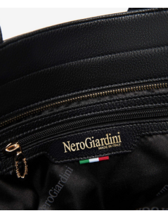 Nero Giardini Borsa a Spalla Doppia Zip Frontale Chiusura Zip Superiore Logo Testa di Moro