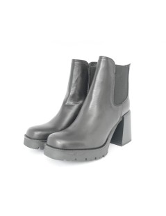 Carla De' Medici Tronchetto Tacco Alto Carro Elastici Laterali Nero