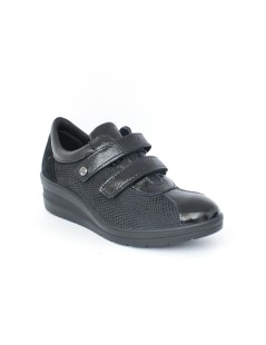 Enval Soft Sneakers Classic 2 Velcro Nappa Tessuto Elastico Nero