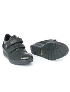 Enval Soft Sneakers Classic 2 Velcro Nappa Tessuto Elastico Nero