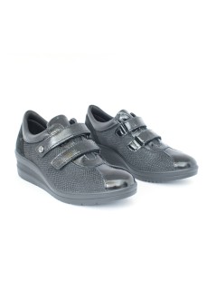 Enval Soft Sneakers Classic 2 Velcro Nappa Tessuto Elastico Nero