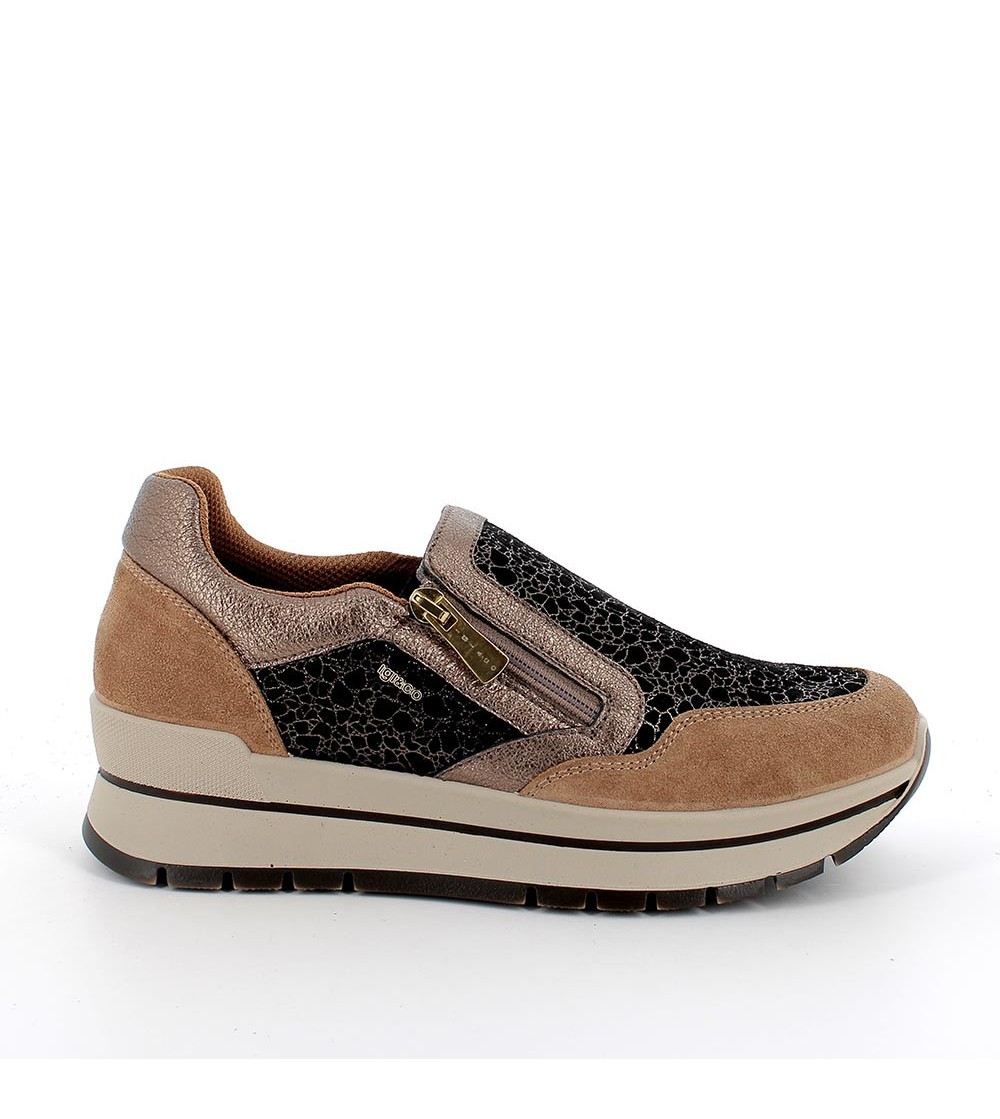 IGI&Co Sneakers Slipon Balance Zip Camoscio Caramel